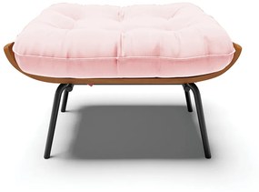 Puff Costela Suede Rosa Bebê Base Metálica Preto - D'Rossi