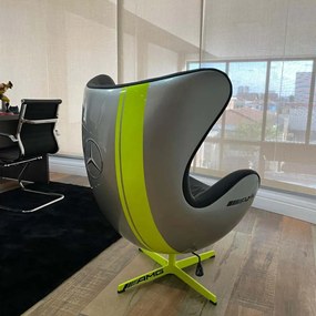 Kit 2 Poltronas Decorativas Egg Chair Mercedes AMG Cinza/Verde G53 - Gran Belo