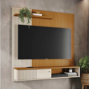 Bancada Suspensa Away MDP Pintura UV 1 Porta Deslizante até 65 Cinamomo/OffWhite G97 - Gran Belo