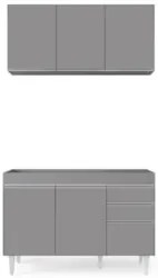 Armário Cozinha e Balcão Para Pia 120cm Michigan Cinza      - Lumil