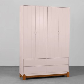 Armário Lotus 4 Portas e 4 Gavetas - Rosa Fosco