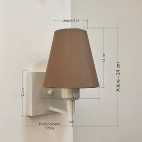 Arandela Quadrada Md-2034 Branco Cúpula em Tecido Cone Caqui - Bivolt
