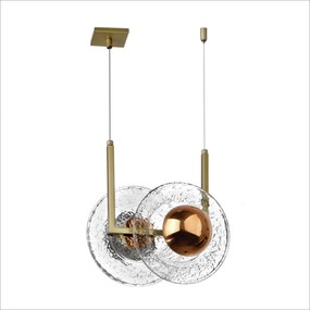 Pendente Cerchio 27X16,5X30Cm Disco De Vidro E Metal Alumínio 02Xled 5... (PRETO)