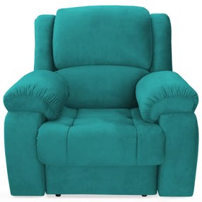 Poltrona Decorativa Magnum Reclinável Manual Suede Azul Tiffany