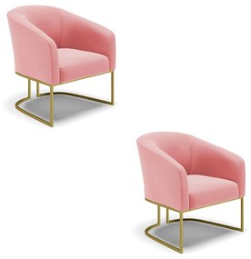Cadeira Sala de Jantar Base Industrial Dourado Kit 2 Stella Suede D03 - D'Rossi - Rose