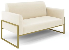 Sofá Namoradeira Base Industrial Alta Dourado Marisa Veludo D03 - D'Rossi - Bege