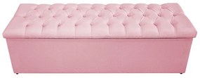 Recamier Baú Estofada Mel 140 cm Casal Com Capitonê  Suede Rosa Bebê - ADJ Decor