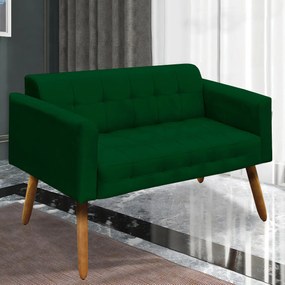 Poltrona Namoradeira Decorativa Pés Palito Karen Suede Verde G19 - Gran Belo