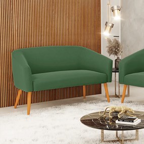 Namoradeira 02 Lugares Stella Suede Pés Palito Castanho - D'Rossi - Verde