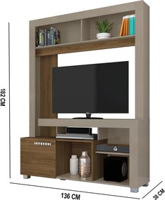 Estante de TV 50 Pol 136cm Sala de Estar Mervan Fendi/Naturale M20 - D'Rossi