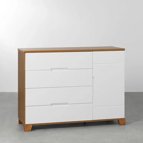 Cômoda Luna 4 Gavetas e 1 Porta - Branco e Savana