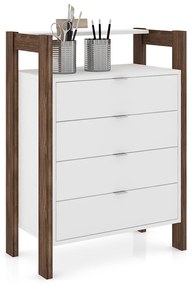 Gaveteiro Armário para Escritório Home Office AZ1012 MDP Branco/Nogal G69 - Gran Belo