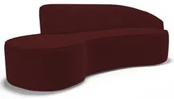Sofá Living 4 Lugares 300cm Braço Direito Mozart D06 Veludo Vermelho