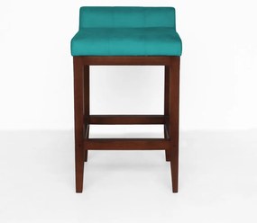 Banqueta Alta Lotus Base Madeira Maciça Estofada Suede Azul Tiffany