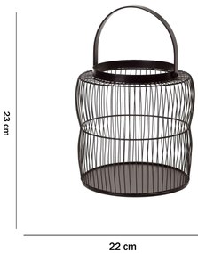 Lanterna Decorativa Em Metal Preto 23x22 Cm - D'Rossi