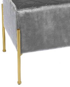 Puff Banqueta Industrial Dourada Lice Veludo Tresse Cinza E02 - D'Rossi
