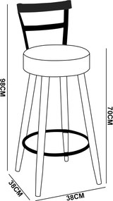 Banqueta Alta Cozinha 70cm Encosto Pé Madeira Kyara Pu S02 - D'Rossi - Preto