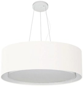 Lustre Pendente Cilíndrico Duplo Md-4125 Cúpula em Tecido 60x25cm Branco - Bivolt