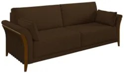 Sofá Living 3 Lugares 222cm Pés Madeira Roya Z32 Veludo Marrom - Mpoze