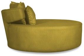 Sofá Chaise Eva Redondo 02 Lugares Suede Amarelo