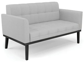 Poltrona Namoradeira Decorativa Karen Pés Fixo em Madeira Preto Linho Cinza G19 - Gran Belo