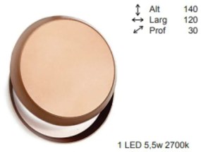 Arandela Eclipse Flat 03X12X14Cm Discos Metal Aluminio 01Xled 5,5W 270... (COBRE FOSCO, 220V)