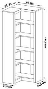 Armário Estante de Canto Alto para Escritório Home Office ME4132 MDP Branco G69 - Gran Belo