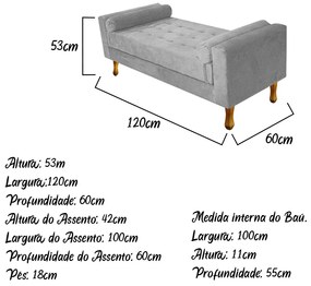 Recamier Félix Solteiro 120cm Suede Cinza - ADJ Decor