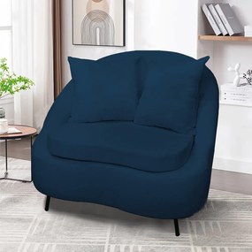 Poltrona Decorativa Orgânica Pé Ferro Preto Kit 2 Zaya Bouclê C05 - D'Rossi - Azul