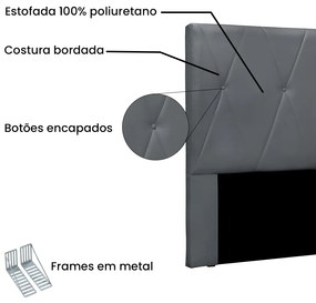 Cabeceira Cama Box Solteiro 90 cm Aquilla Veludo S04 - D'Rossi - Cinza