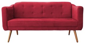 Namoradeira Bruna 1,60 m 3 Lugares Pés Palito Suede Vermelho