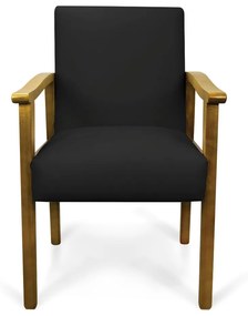 Poltrona Eloisa Veludo Base de Madeira Castanho - Preto