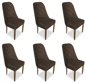 kit com 6 Cadeiras de Jantar Dublin Suede Marrom