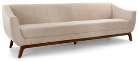 Sofá 3 Lugares Odeon D07 230cm Base Madeira Veludo Creme - D'Rossi