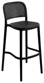 Banqueta Amis Preta em Polipropileno Simulando Palha no Assento e Encosto Or Design