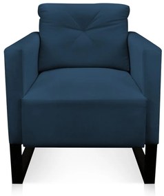 Poltrona Luisa Suede Azul Marinho Base Industrial Metálica Preto D01 - D'Rossi