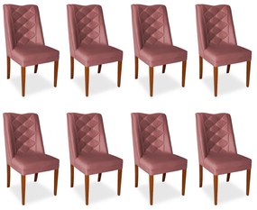 Kit 8 Cadeiras de Jantar Micheli Suede Rose