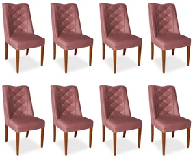 Kit 8 Cadeiras de Jantar Micheli Suede Rose