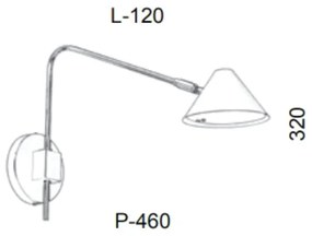 Arandela Haste Articulada Cúpula Aluminio C/ Difusor 12X46X32Cm Metal... (BRANCO / COBRE BRILHO, 220V)