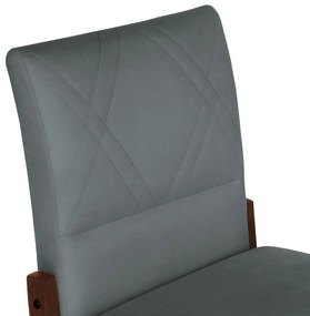 Conjunto 6 Cadeiras De Jantar Aurora Base Madeira Maciça Estofada Suede Cinza
