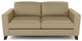 Sofá Sala de Estar Living 3 Lugares 240cm Presley Pés Madeira Couro Bege G52 - Gran Belo