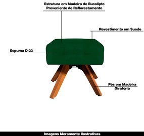 Puff Decorativo Base Giratória Karen Suede Verde G19 - Gran Belo