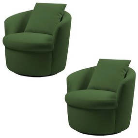 Kit 2 Poltronas Base Giratória Sala de Estar Portofino Linho Rústico Verde Musgo G92 - Gran Belo