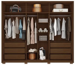 Guarda Roupa Casal 6 Portas de Bater 6 Gavetas Batroun MDP Havana G11 - Gran Belo