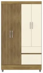 Guarda Roupa Solteiro 103cm Com 4 Portas Mayra Nature/Champanhe V02 -