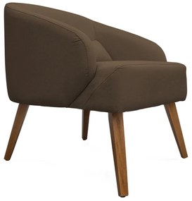 Kit 2 Poltronas Decorativas Lara Pés de Madeira Suede Marrom - Sheep Estofados - Marrom