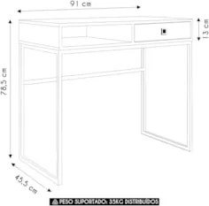 Mesa Escrivaninha Industrial 90cm 1 Gaveta Ivis Mel Z54     - Mpozenat