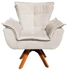 Kit 2 Poltronas Decorativas Base Giratória Giromad com Puff Opla Suede