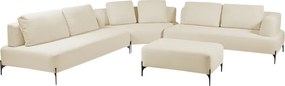 Sofá Modulado Sala de Estar 535cm Marino de Canto Pés de Ferro com Almofadas Linho Off White G92 - Gran Belo