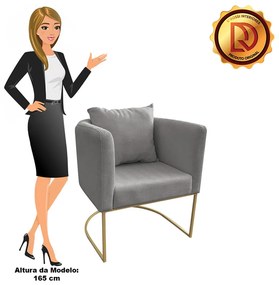 Poltrona Paola Linho Base Metálica Dourado D03 - D'Rossi - Grafite A26